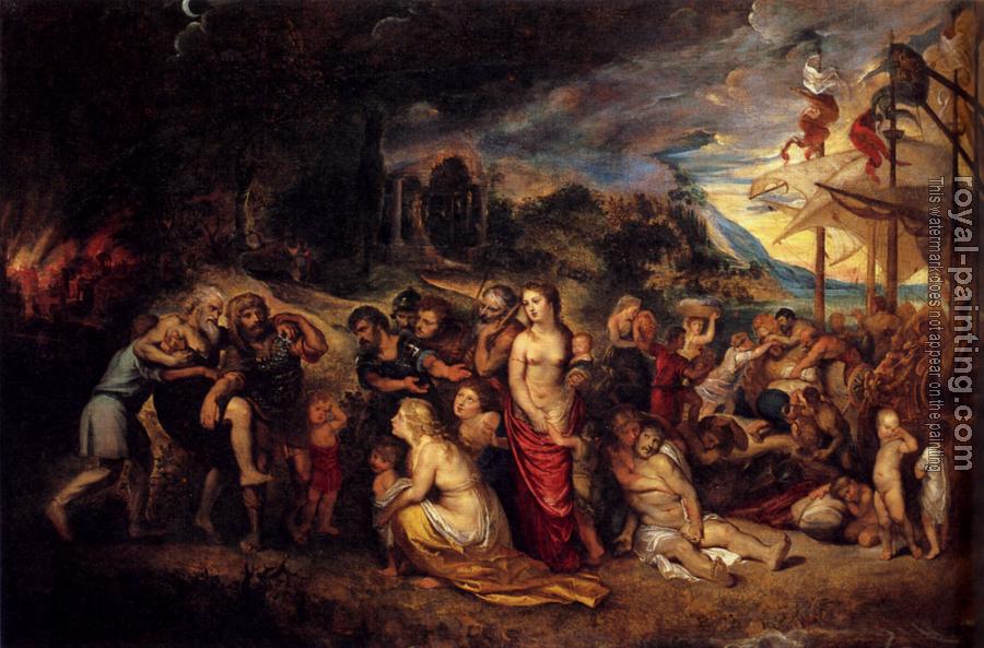 Peter Paul Rubens : Aeneas And His Family Departing From Troy